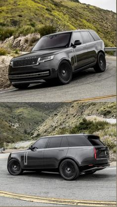 an suv is shown in three different pictures