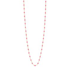 Gigi Clozeau - Classic Gigi Pink sautoir, Yellow Gold, 23.6 Pink Cable Chain Jewelry Gift, Pink Cable Chain Necklace Gift, Pink Cable Chain Necklace As Gift, Pink Cable Chain Necklace For Gift, Pink Round Single Strand Jewelry, Pink Single Strand Round Jewelry, Elegant Pink Chain Necklace With Delicate Chain, Pink Delicate Round Necklace, Pink Long Necklace For Gift