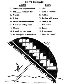 a black and white image of a crossword puzzle on a boat with the words across it