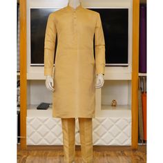 A kurta pajama is an outfit that speaks of culture, tradition and style, so get customize this Uomo Attire's Yellowish Orange Raw Silk Fabric Kurta Pajama for a stylish look at your upcoming event. - Tailored fit design will make you look sharp - Color is absolutely stunning For online prices plz visit: https://uomoattire.com/ or ☎️ Call/WhatsApp on +92300-7668666 / 0300-7618666 Yellow Chanderi Sherwani Straight Kurta, Gold Cotton Silk Churidar With Straight Kurta, Gold Bollywood Cotton Silk Kurta, Traditional Chanderi Pant Set With Long Sleeves, Yellow Unstitched Raw Silk Kurta, Yellow Chanderi Sherwani For Eid, Traditional Chanderi Pant Set For Wedding, Yellow Raw Silk Kurta With Dabka Detailing, Yellow Raw Silk Kurta With Dabka