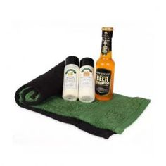 Gift hamper of two green and black hand towels, one Park Avenue Beer Shampoo, one Biotique Plaintain After Shave Balm and one Biotique Nourishing Lotion for Men 120 ml each. #GiftHamper #onlinegifts #sendGiftHamper Beer Shampoo, Gift Delivery, After Shave Balm, Online Gift, Send Gift, Park Avenue