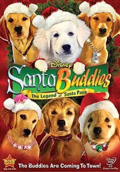 the movie poster for santa's baddies starring two dogs in santa hats and one is