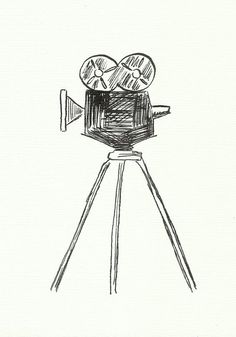 a drawing of a camera on a tripod