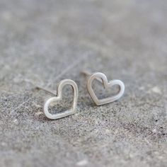 Hearts stud earrings, sterling silver or 9k Gold Elegant Hypoallergenic Heart Earrings For Everyday, Elegant Hypoallergenic Everyday Heart Earrings, Elegant Everyday Hypoallergenic Heart Earrings, Classic Sterling Silver Earrings For Mother's Day, Elegant Open Heart Earrings For Everyday, Silver Heart Pendant Earrings As Gift, Silver Minimalist Heart Charm Earrings, Silver Heart Earrings Suitable For Gifts, Silver Minimalist Heart Earrings With Charm