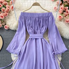 Cute A line long sleeve dress fashion dress Fabric: blended Color: purple, yellow, pink, green, red, black Size(cm): free size length 119 bust 120 waist 80 Dress Fashion, Dress Fabric, Color Purple, Free Size, Sleeve Dress, Bell Sleeve Top, A Line, Fashion Dresses, Dresses With Sleeves