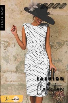 Sexy Polka Dot Pack Hip Sleeveless Midi Dress(4 Colors) Polka Dot Sleeveless Dress For Summer Party, Polka Dot Sleeveless Summer Party Dress, Chic Polka Dot Sleeveless Summer Dress, Knee-length Polka Dot Sleeveless Summer Dress, Summer Polka Dot Sleeveless Knee-length Dress, Sleeveless Polka Dot Mini Dress For Day Out, Sleeveless Polka Dot Dress For Day Out, Polka Dot Sleeveless Dress For Day Out, Fitted Polka Dot Sleeveless Dress For Spring