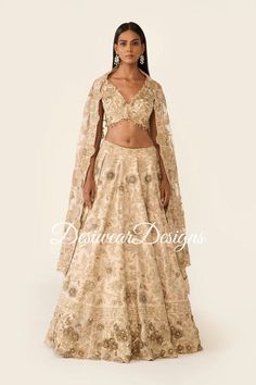 Made to Order/Measurement/Custom Order Lehenga - Color : off white - Fabric : Embroidered  tishu silk - Fully flared paneled lehenga - Embroidered  Blouse -  Net Dupatta with Gold Border - Drawstring closure with Tassels - - It can be customize in any design or size  PLEASE NOTE: BUYERS ARE RESPONSIBLE FOR ANY CUSTOMS AND IMPORT TAXES THAT MAY APPLY. This is a made to order product. If you opt for 'Made To Measurement Option', we will provide a measurement template and you can share the measurements likewise. If you want to opt for 'Standard Size', Please refer to the size chart provided in the listing. Shipping: Standard Shipping is done by DHL ecommerce and it mostly takes 2 to 3 weeks to deliver after dispatch. Express Shipping is done by DHL express and it mostly delivers within a week Wedding Dress For Women, Lehenga Blouse, Indian Lehenga, Chaniya Choli, Net Dupatta, Indian Wedding Dress, Indian Design, Pakistani Fashion, Embroidered Blouse