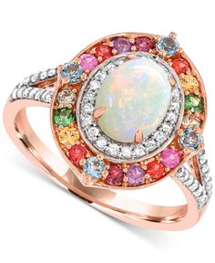 in stock Multicolor Opal Multi-stone Rings, Exquisite Multi-stone Opal Ring For Formal Occasions, Luxury Multi-stone Opal Ring, Luxury Multi-stone Opal Ring Collectible, Elegant Multi-stone Opal Gemstones, Gold Sign, Orange Sapphire, Green Sapphire, Swiss Blue Topaz