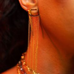 Our Gold & Tassels give DRAMA and classy AF 👌🏾 Made with high quality 18K gold plating. Sold as a pair. Composition: Material: 18k gold plated Elegant Gold Hoop Earrings With Latkans, Elegant Metal Hoop Earrings With Latkans, Elegant Gold Earrings With Latkans, Gold Tassel Dangle Earrings For Formal Occasions, Gold Dangle Tassel Earrings For Formal Occasions, Elegant Hoop Earrings With Latkans, Gold Tassel Earrings For Formal Occasions, Elegant Gold Tassel Earrings As Gift, Elegant Gold Jewelry With Tassels