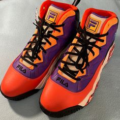 Fila Classic Mb Bold Basketball Shoes Color - Purple Orange Phoenix Style - 1bm01742-852 Size - 15 *** Brand New New To Poshmark? Use Code @Iceskatingmom To Get $10 Off Your First Purchase!!! High-top Purple Basketball Shoes With Rubber Sole, Leather High-top Sneakers With Rubber Sole In Purple, Purple Leather High-top Sneakers With Boost Midsole, Purple High-top Sneakers With Boost Midsole, Mid-top Purple Leather Sneakers, Purple Mid-top Leather Sneakers, Purple Leather Mid-top Sneakers, Purple Leather Basketball Shoes For Sports, Purple Low-top Leather Basketball Shoes