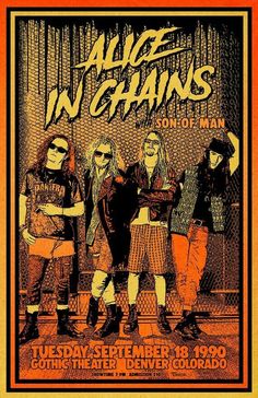 an old poster with the band alice in chains on it