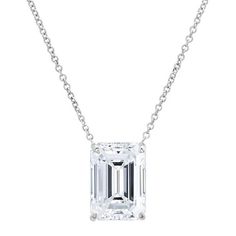 Emerald Cut Diamond Solitaire Pendant Necklace Luxury Square Pendant Diamond Solitaire Necklace, Classic White Gold Emerald Necklace With Diamond Accents, Luxury Emerald Cut Diamond Emerald Necklace, Formal Emerald Cut Cubic Zirconia Necklace, Classic Emerald Necklace With Diamond Accents For Formal Occasions, Classic Emerald Necklace With Diamond Accents For Formal Events, Formal Platinum Necklace With Emerald Cut, Formal Emerald Cut Solitaire Necklace With Cubic Zirconia, Formal Emerald-cut Solitaire Necklace In Cubic Zirconia