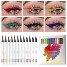 Welcome to Bradem! Color Liquid Eyeliner Color Eyeliner Neon Eyeliner Makeup Waterproof Anti Smudges Smooth Eyeliner 24ML Features: 12 Colored Eyeliners12 Colors Rainbow Colored Liquid Eyeliners are perfect for parties, makeup shows, everyday makeup, including popular colors like white, black, red, brown, blue, etc., to make you stand out on any occasion. HIGHT QUALITY Quickly dry, waterproof, highly pigmented formula, easy to apply and colored, natural and comfortable formula that glides on smo Neon Eyeliner, Smooth Eyeliner, Multi Colored Eyes, Matte Eyeliner, Color Eyeliner, Eyeliner Stamp, Winged Eyeliner Stamp, Eyeliner Color, Makeup Waterproof