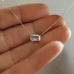 14k Gold .80 carat Emerald Cut Diamond Necklace by cestsla on Etsy Emerald Cut Diamond Necklace In 14k Gold, Moissanite Necklace With Emerald Cut And Diamond Cut, Everyday Moissanite Jewelry With Diamond Cut, 14k Gold Emerald Cut Solitaire Necklace, Timeless 14k Gold Emerald Cut Solitaire Necklace, Emerald Cut Solitaire Necklace In 14k Gold, Classic 14k Gold Necklace With Emerald Cut, 14k Gold Necklace With Emerald Cut Diamond Accents, Timeless 14k Gold Emerald-cut Necklace