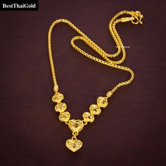 This Shop has a Special Free Gift (Chain) for Every Order. 😊🙏 Item including: 1 x Necklace For: Women, Girl Type: GOLD PLATED over Brass, Nickel free Purity: 96.5% Surface: Sand Matted & Shiny Length: ~ 18 inches Weight: ~ 15 grams Color: Yellow Gold ( slightly +/- from photo ) Handmade from Thailand. Thai gold plating technic really solid and stunning look. Rewarding your life from hard working, match up your dress, a gift to someone special for you. The Craftsmanship of Thai Jewelry 💍💎 Thai Gold Necklace, Yellow Gold Plated Necklaces For Anniversary, Gold Plated Necklaces For Anniversary And Festivals, Traditional Gold Necklaces For Mother's Day, Traditional Gold Necklace For Mother's Day, Gold Chain Necklace For Festivals, Yellow 22k Gold Necklaces For Anniversary, Traditional Gold Heart Necklace, Gold-plated Necklaces For Birthday