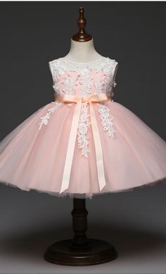 Kids Sleeveless Lace Flower Girls Dress Tutu Princess