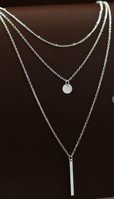 Dainty Chain Multi Layer Necklace Shortest Layer is 14" long + extender Layered Necklaces Silver Aesthetic, Necklace Layering Silver, Silver Necklaces Layered, Triple Necklace, Long Necklace Silver, Triple Layer Necklace, Multi Chain Necklace, Layered Necklaces Silver, Long Silver Necklace