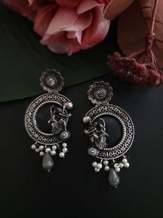 This beautiful earrings are handcrafted by our indian artisian. It has been made by brass and hand polished to make it look outstanding. 3 inches long Trending Silver Earrings, Jhumka Oxidised Earrings, Navratri Jewellery Oxidised, Oxidized Finish Chandbali Hoop Earrings, Festive Oxidized Finish Hoop Earrings, Elegant Oxidized Chandbali Hoop Earrings, Elegant Oxidized Brass Hoop Earrings, Elegant Oxidized Finish Festive Earrings, Elegant Oxidized Finish Earrings For Festive Occasions