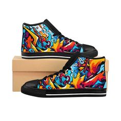 Men’s Graffiti Sneaker | Colorful Print Sneakers | Graphic Pattern Shoes | Graffiti Lover Gifts | High Top Sneakers For Adults Men Fashion Sense Has No Limits! *Material: 27.87 Oz. Nylon Canvas *Durable Rubber Outsole * 5" Calf Height * Black Stitching And Interior Shoes Graffiti, Pattern Shoes, Print Sneakers, Graphic Patterns, Men Shoes Size, Mens Shoes Sneakers, Men Fashion, High Top, Gift For Lover