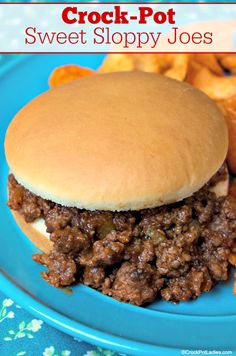 Crock-Pot Sweet Sloppy Joes - This kid friendly recipe for Crock-Pot Sweet Sloppy Joes is a cinch to toss together and makes for a quick and easy meal for any weeknight! [Gluten Free, Low Calorie, Low Carb, Low Fat, Low Sodium, Low Sugar & Weight Watchers Friendly!]  #CrockPotLadies #CrockPot #SlowCooker #SloppyJoes #KidFriendly #WeightWatchers Sweet Sloppy Joe Recipe, Sweet Sloppy Joes, Homemade Sloppy Joes, Sloppy Joes Recipe, Green Bell Pepper, Sloppy Joe, Sloppy Joes, Bell Pepper, Kid Friendly Meals