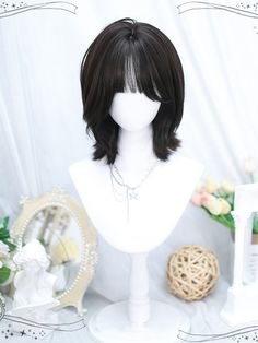 This price is for a wig only, others are not included. Hair Color:BrownHair Length:Shoulder LengthWig Bangs:Air Bangs / Wispy BangsWig Details:Heat-resistant Synthetic Fiber / Natural Top / Net Closed Wefted Cap ConstructionSizeFree SizeHair Length30-35 Slanted Bangs Hair, Wavy Curl Medium Length Hair, Oval Face Haircuts Bangs, Cute Bang Haircuts, Short Layered Hair Round Face, Styled Hair With Bangs, Wolfcut Wig, Asian Wigs, Unstyled Haircuts