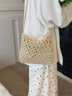 BirdinBag - Chic Summer Straw Bag, Ideal for Beach Travel or Vacation Beige Shoulder Bag For Beach Season, Beige Pouch Bag For Vacation, Beige Shoulder Bag For Vacation, Vacation Cream Crossbody Straw Bag, Lightweight Cream Shoulder Bag For Vacation, Beige Handheld Shoulder Bag For Vacation, Lightweight Beige Crochet Shoulder Bag, Beach Pouch Satchel In Beige, Beige Pouch Satchel For Beach