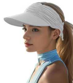 PRICES MAY VARY. Fashionable Design: Womens visor sun hat features a simple and stylish design with smooth lines and elegant color matching. The wide brim not only effectively blocks sunlight but also brings a hint of coolness to your face and neck. Whether you are leisurely strolling on the beach or swinging your golf club on the golf course, this hat will make you the center of attention. Various colors for you to choose from to meet your different occasion matching needs. Great Material: Sun Lightweight Solid Sun Hat With Uv Protection, White Visor For Outdoor Summer Activities, Adjustable White Visor For Vacation, White Visor With Uv Protection For Vacation, White Cap Visor For Beach, Casual White Visor For Summer, Wide Brim Uv Protection Visor For Beach Season, Lightweight White Sun Hat With Uv Protection, White Visor For Beach Spring Season