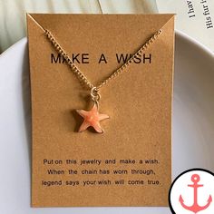 Make a Wish Upon the Wishing Starfish Necklace Dive into the enchanting world of the sea with our mesmerizing Wishing Starfish Necklace. Designed for passionate lovers of the ocean, this exquisite piece of jewelry captures the essence of the marine world in a breathtaking way. The Wishing Starfish Necklace is part of our Starfish necklace collection, where you can explore other nautical-themed necklaces that celebrate the beauty of the sea. From intricate marine animal designs to symbolic nautic Gold Starfish Shell Necklace With Starfish Charm, Gold Shell Necklace With Starfish Charm, Starfish Shell Necklace As A Gift, Beach Star Charm Necklace, Starfish Charm Pendant Jewelry For Gift, Ocean-inspired Jewelry With Starfish Charm As Gift, Starfish Charm Pendant Jewelry Gift, Ocean-inspired Jewelry With Starfish Charm For Gift, Beach Starfish Charm Necklace