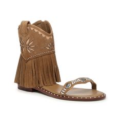 ASH-Paquito Sandal Bring out your rip-roaring side with the ASH Paquito sandal. This Western-inspired pair sports a cowboy boot-inspired look complete with wily fringe and studded details to catch the eye. Western Style Open Toe Sandals For Spring, Western Style Fringe Boots For Spring, Casual Summer Ranch Boots, Western Summer Boots With Fringe, Summer Rodeo Leather Boots, Summer Leather Boots For Rodeo, Western Fringe Boots For Summer, Leather Boots For Summer Rodeo, Leather Boots For Summer Ranch Activities