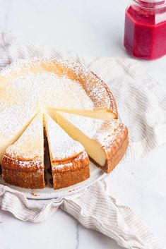 a cake with slices cut out on a plate