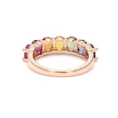 Rainbow sapphire amethyst ruby eternity band ring in 14k 18k gold, Natural rainbow gemstone ring, Rainbow ring gold, Seven chakras ring gold STONE DETAILS : ✦ Gemstone: Rainbow Sapphire, Ruby, Amethyst ✦ Gemstone Type : Natural ✦ Gemstone Size : 5x4 mm ✦ Gemstone Shape : Oval cut ✦ Number of gemstones : 7 ✦ Gemstone Weight : 3-4 carats ✦ Gemstone Grade : AAA METAL DETAILS : ✦ Metal : 14K/18K Gold ✦ Metal Color : Yellow / White / Rose Gold ✦ Setting : Shared Prong Setting ✦ Ring Box : Yes SHIPPIN Fine Jewelry Rainbow Multi-stone Rings, Fine Jewelry Round Gemstones With Vvs Clarity, Round Sapphire Gemstones For Fine Jewelry, Round Sapphire Fine Jewelry, Multicolor 14k Gold Gemstones, Multicolor Round Gemstone Jewelry, Heirloom Multicolor Oval Jewelry, 14k Gold Multi-stone Round Jewelry, 14k Gold Rainbow Multi-stone Rings