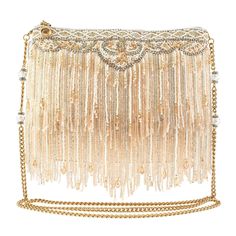 Layers of beaded fringe and faceted crystals create a beautiful bag that is ready to shimmy and shake on the dance floor or walk down the aisle. The elegant craftsmanship makes this crossbody handbag as unforgettable as your big day! 9 x 1.25 x 7"Strap Length End to End: 49"Strap Drop: 23"Removable crossbody chain strap, zipper closure, inside pocket, metal logo fob, protective storage bag, certificate of authenticity, fits a phoneThis is a handmade item, each one an individual work of art. Slight variations may occur. Homecoming Accessories, Flapper Accessories, 1920s Outfits, Walk Down The Aisle, Prom Accessories, Mary Frances, Western Accessories, Timeless Classic Style, On The Dance Floor