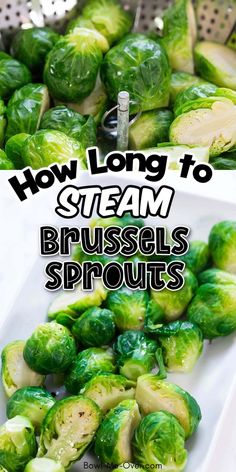 Tender cooked Brussels sprouts with salt and pepper with Pinterest overlay. How To Steam Brussel Sprouts, Boiling Brussel Sprouts, How Do You Cook Fresh Brussels Sprouts, Steamed Brussels Sprouts, Steamed Brussels Sprouts Recipe, Brussel Sprout Recipes Steamed, Brussel Sprouts Boiled, Steaming Vegetables On Stove, Brussel Sprout Recipes Boiled