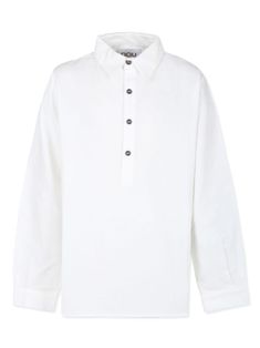 white cotton classic collar short front button fastening buttoned cuffs logo patch to the rear long sleeves straight hem Dress With Jean Jacket, Versace Sweatshirt, Baby Boy Accessories, Margiela Shoes, Dolce And Gabbana Kids, Versace Shirt, Kenzo Kids, Boys Accessories, Stella Mccartney Kids