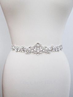 Swarovski Bridal belt sash Crystal belt in silver or gold Elegant Silver Belt With Rhinestones, Silver Fitted Sash For Party, Fitted Silver Sash For Party, Fitted Silver Crystal Bridal Belt, Elegant White Belt With Rhinestones, Silver Fitted Bridal Belt For Formal Occasions, Silver Rhinestone Sash For Formal Occasions, Silver Rhinestone Sashes For Formal Occasions, Fitted Crystal Bridal Belt For Party