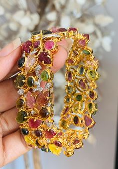 Luxury Tourmaline Gemstone Jewelry, Gold Tourmaline Bracelet Jewelry, Gold Tourmaline Bracelet, Luxury Tourmaline Wedding Gemstones, Luxury Tourmaline Gemstones For Wedding, Luxury Gold Tourmaline Jewelry, Luxury Tourmaline Wedding Jewelry, Modern Bracelets, Bangles Jewelry Designs