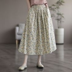 Details: Gender: Women Item Type: Skirt Material: Cotton Season: Summer Pattern: Floral Style: Casual, Loose, Retro Waist Type: Elastic Waist Size: One Size Waist: 70.00 - 100.00 cm/ 27.56 - 39.37 " Length: 81.00 cm/ 31.89 " Hip: 146.00 cm/ 57.48 " Spring Daywear Long Skirt, Floral Print Cotton Midi Skirt, Cotton Midi Skirt With Floral Print, Casual Floral Print Tiered Skirt Bottoms, Casual Tiered Skirt Bottoms With Floral Print, Casual Floral Print Midi Skirt, Casual Midi Skirt With Floral Print, Cotton Floral Print Skirt, Floral Print Cotton Skirt