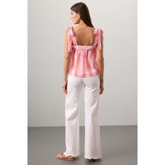 Pink stripe (100% Cotton). Tops. Square neck. Pull on closure. 15" from shoulder to hemline. Imported. Tops Square Neck, Rent The Runway, Closet Designs, Casual Trousers, Pink Stripes, Cotton Tops, Summer Wardrobe, Square Neck, Wardrobe