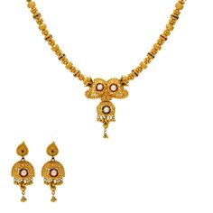 Pair this minimal 22k yellow gold jewelry set with your bridal gowns for a lovely look of sophistication. The enamel accents and kundan stones add new beauty to this simple design. Features• 22k yellow gold• Enamel accents• Kundan stonesVirani Jewelers bridal jewelry made from 22k gold brings together the beauty and significance of Indian culture and traditions. Find more beautiful 22k gold Indian bridal like this choker necklace and stud earring set on our website.Specifications:• Minimum Neckl Indian Culture And Tradition, Gold Jewelry Set, Kundan Choker, Choker Jewelry, Gold Jewelry Sets, Gold Bead Necklace, Indian Culture, Yellow Gold Jewelry, Jewelry Choker