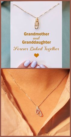 This necklace comes with two intertwined pins at its’ pendulum. The Pins signifies the strong bond between grandmother and granddaughter. With an inspiring gift card message and beautiful design, this necklace is a perfect gift for your granddaughter. Gift your granddaughter this necklace and encourage her with the gift card message. Remind her your hearts will forever connect. Grandmother And Granddaughter, Granddaughter Jewelry, Grandmother Granddaughter, Grandmother Necklace, Granddaughter Necklace, Grandmother Jewelry, Grandma Necklace, Granddaughter Gift, Homemade Baby