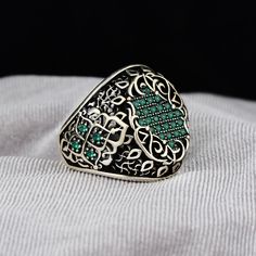 Man Emerald Stone Ring , Handmade Engraved Ottoman Style Ring , Cubic Zirconia Stones Ring, Vintage Ring , 925k Sterling Silver Ring★Item Details• Gender : Male / Female• Material : 925K Sterling Silver• Total weight : 13 Grams• Gemstone : Emerald Stone✔ Ready to Ship in 1-2 Business Days ..✔ Shipped to the Worldwide 1-5 business days with free shipping...✔ The product will be sent to you with a handmade wooden box to avoid any damage during shipping...✔ Visit our store, browse other Men's jewelry, silver and gold collections, and find the perfect piece you're looking for... Emerald Stone Ring, Emerald Stone Rings, Ottoman Styling, Lapis Lazuli Ring, Amber Ring, Citrine Stone, Leather Cuffs Bracelet, Mystic Topaz, Turquoise Rings