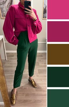 Hunter Green Pants, Green Outfits For Women, Jeans Guide, Green Jacket Outfit, Green Pants Outfit, Holiday Outfits Women