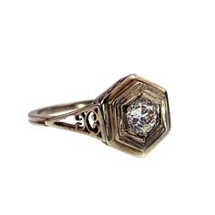 Art Deco 14K & Diamond Ring - Etsy All The Aesthetics, Hexagonal Ring, Solitaire Diamond, Art Deco Era, The 1920s, Diamond Solitaire, Jewelry Branding, Diamond Ring, Jewelry Rings