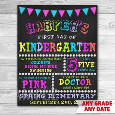 the first day of school chalkboard poster