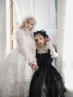 ❤Summer Tiered Lolita Dress + Lolita Jumperskirt❤︎
⚠Please allow 15 days for shipping. Spring Costume Party Dress With Tiered Skirt, Gothic White Party Dress, Black Spring Dress With Attached Cancan, White Tiered Skirt Dress With Attached Cancan, Black Tiered Skirt Dress For Wedding, White Gothic Party Dress, Summer Costume Skirt With Ruffles, White Ruffled Vintage Dress For Costume Party, Vintage Summer Dresses For Cosplay