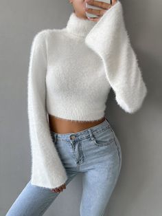 Fuzzy Sweater Outfit, Sweater And Shorts, Knitwear Women