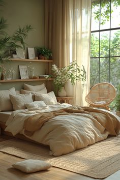 interior design Earth Toned Bedroom, Bedroom Earthy, Earthy Bedroom, Modern Bedroom Interior, Wallpaper Interior, Interior Wallpaper, Neutral Paint Colors, Serene Bedroom, Interior Bedroom