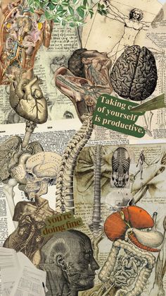 a collage of various medical images with words and pictures on the bottom right side