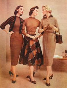 40s Mode, 50s Aesthetic, Decades Fashion, 1950’s Fashion, Vintage Fashion 1950s, Three Women, Design Moda, 20th Century Fashion