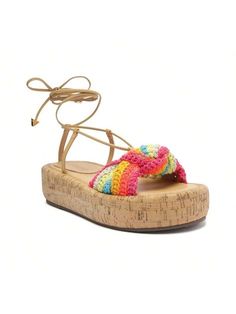 Multicolor Elegant,Vacation,Fashionable Collar     Embellished   Women Shoes Ankle Tie Sandals, Cork Sandals, Quilted Duvet Cover, Cork Wedges Sandals, Boot Jewelry, Toddler Boy Shoes, Crochet Shoes, Platform Wedge Sandals, Light Wood